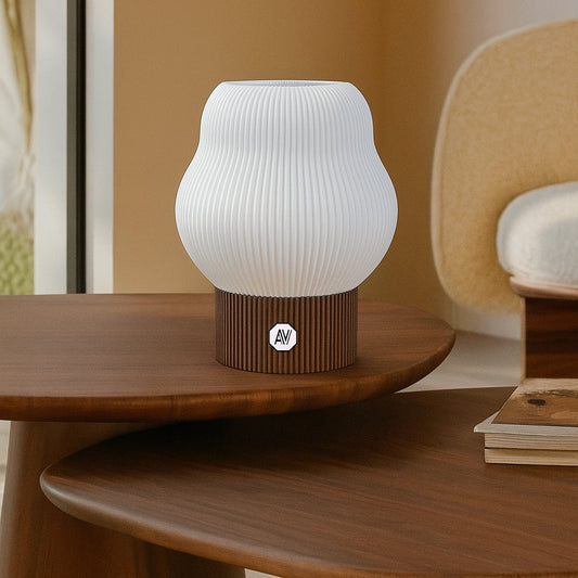 Lampe AubeVolume modèle Cloud M Brun Cacao – lampe design en plastique recyclé – éthique et esthétique.