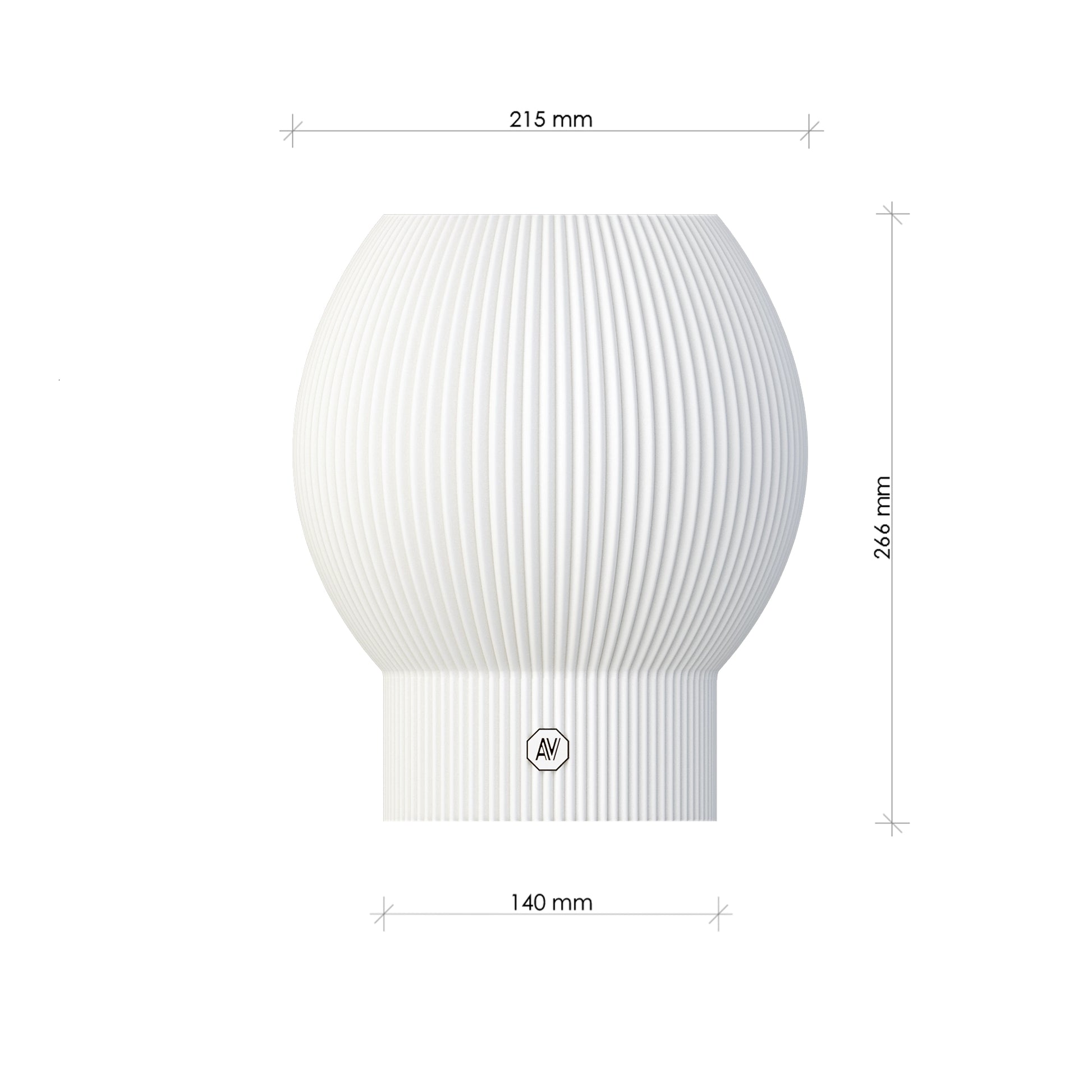 Dimensions précises de la lampe Linea L – hauteur 266 mm, diamètre 215 mm pour éclairage décoratif moderne