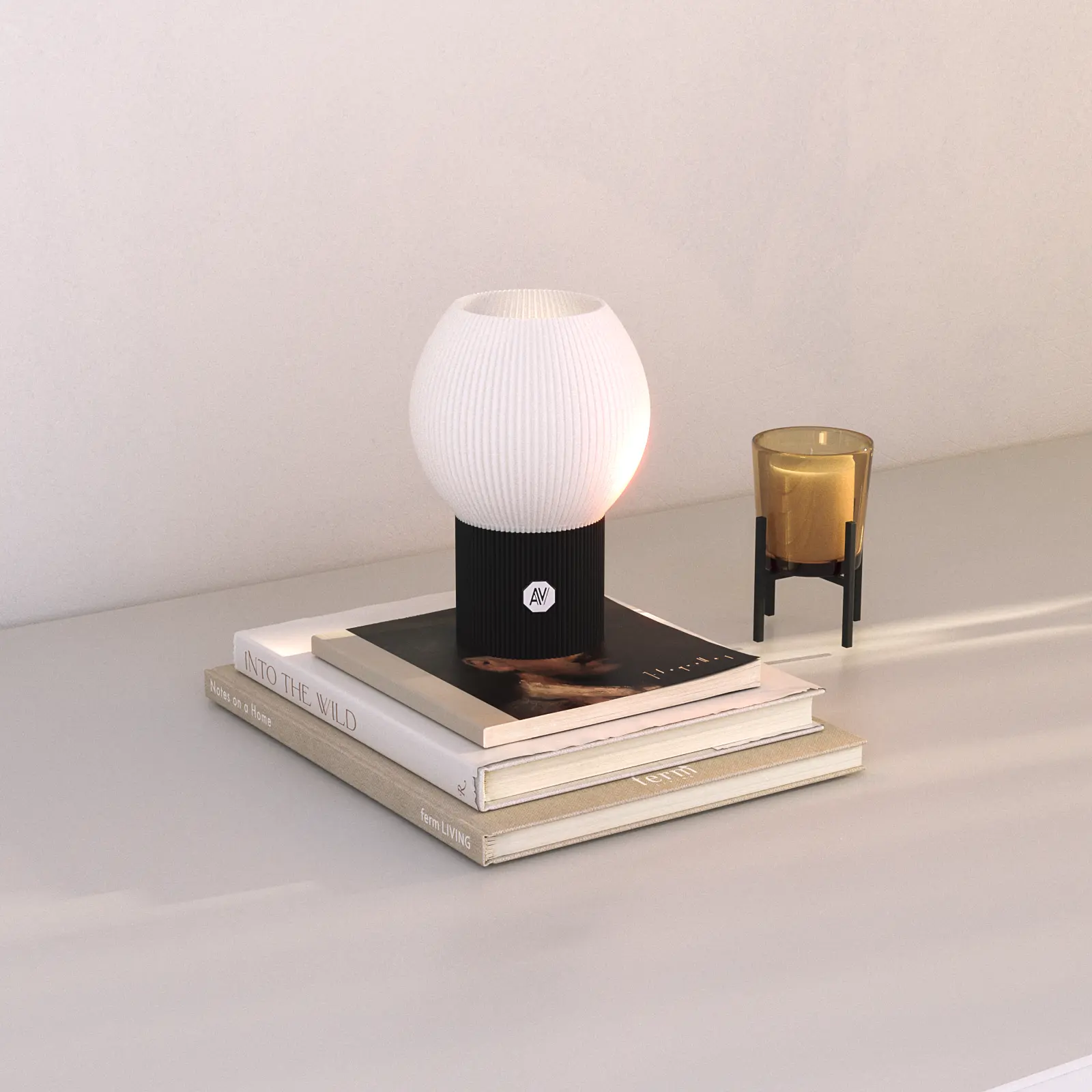 Lampe de table design LINEA S avec abat-jour blanc et base noire – fabrication écoresponsable par AubeVolume